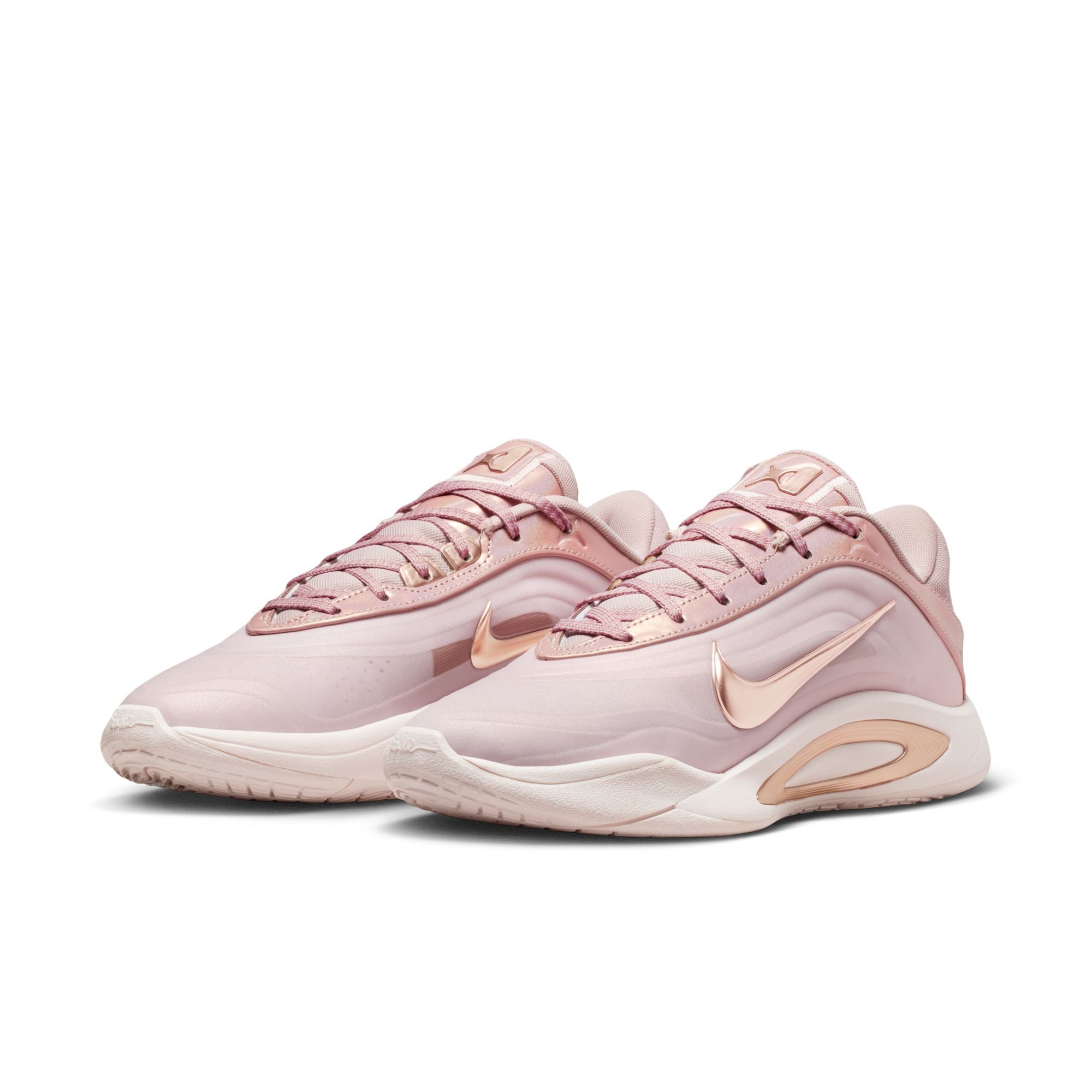 Nike A’One women’s basketball shoes in Stone Mauve and Metallic Red Bronze colorway side view