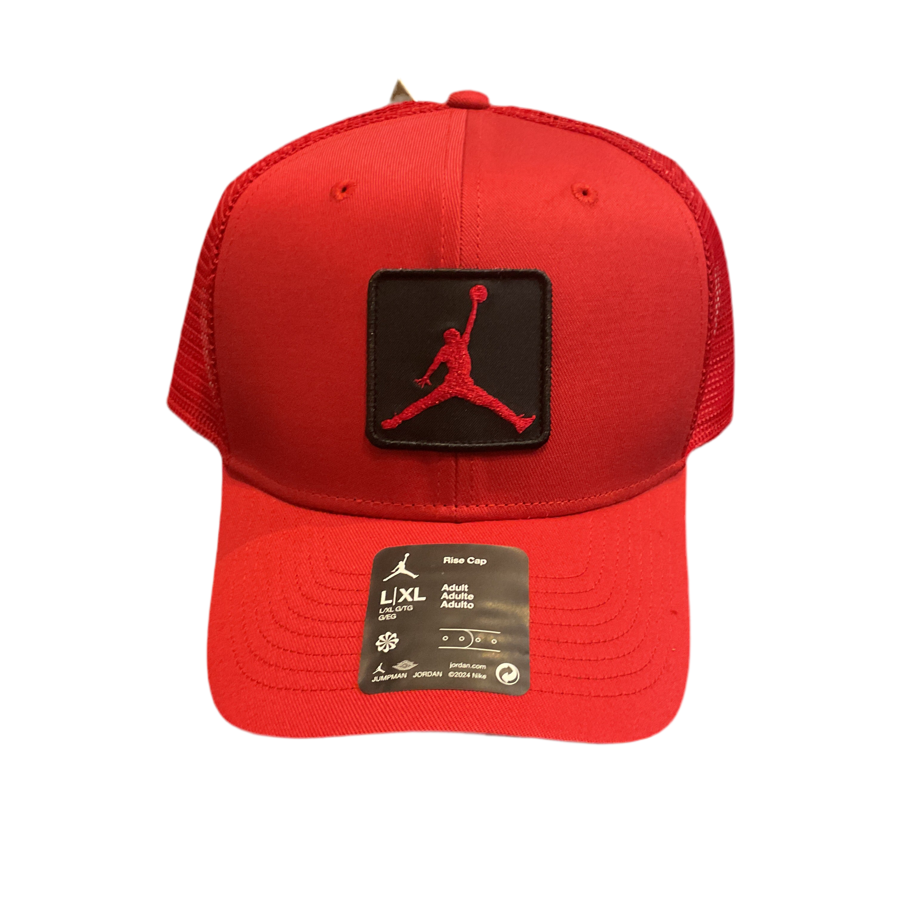Jordan Rise Cap in Red and Black with embroidered Jumpman logo and mesh back panels