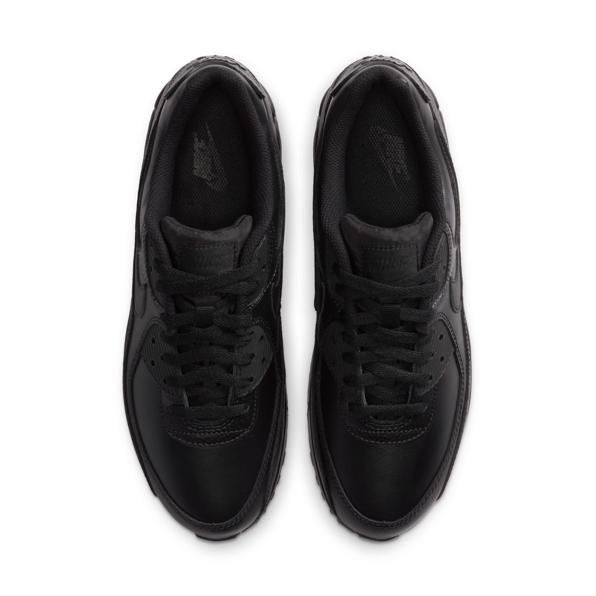 Nike Air Max 90 LTR men’s sneakers in Triple Black leather top view