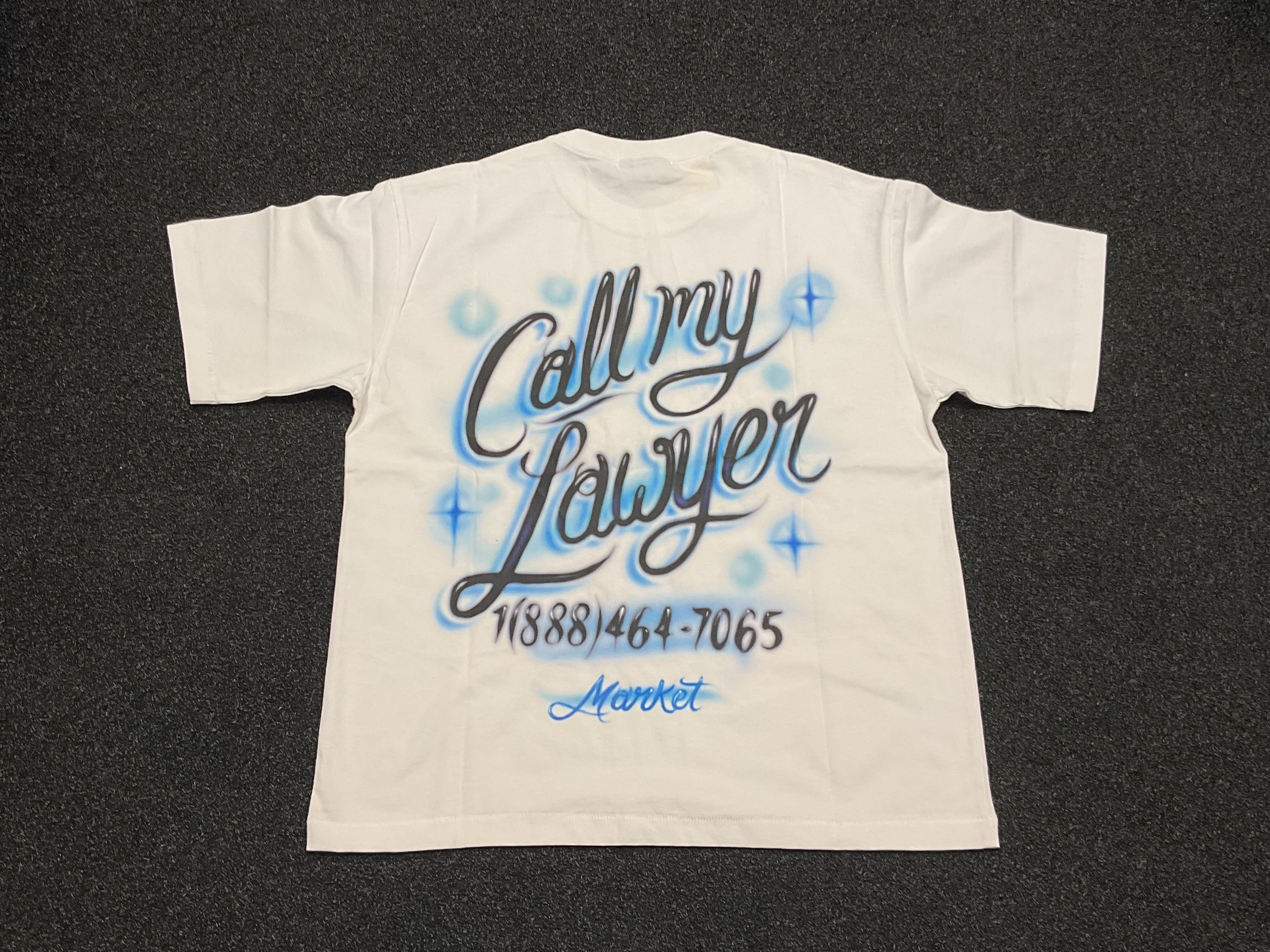 Market Airbrush Call My Lawyer Tee - White