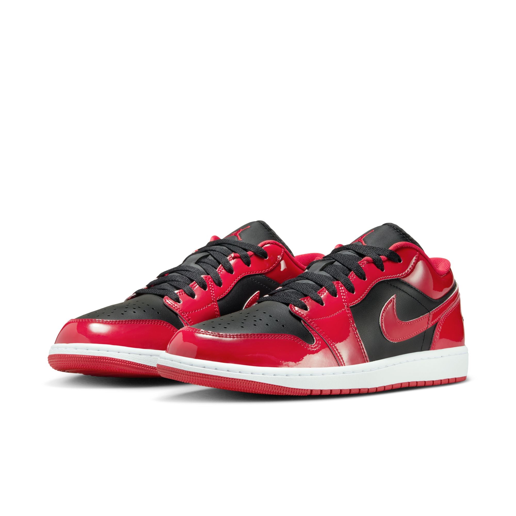 Air Jordan 1 Low SE men’s sneakers in Black and Varsity Red with white midsole side view