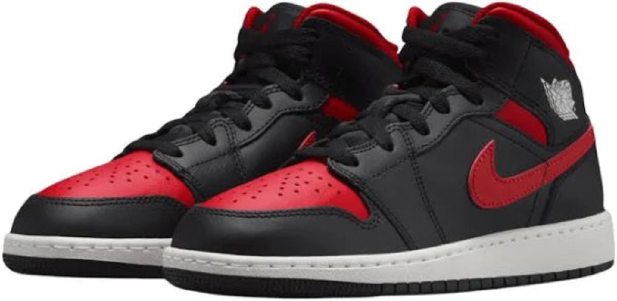 Air Jordan 1 Mid men’s sneakers in Black and Varsity Red with Summit White midsole side view