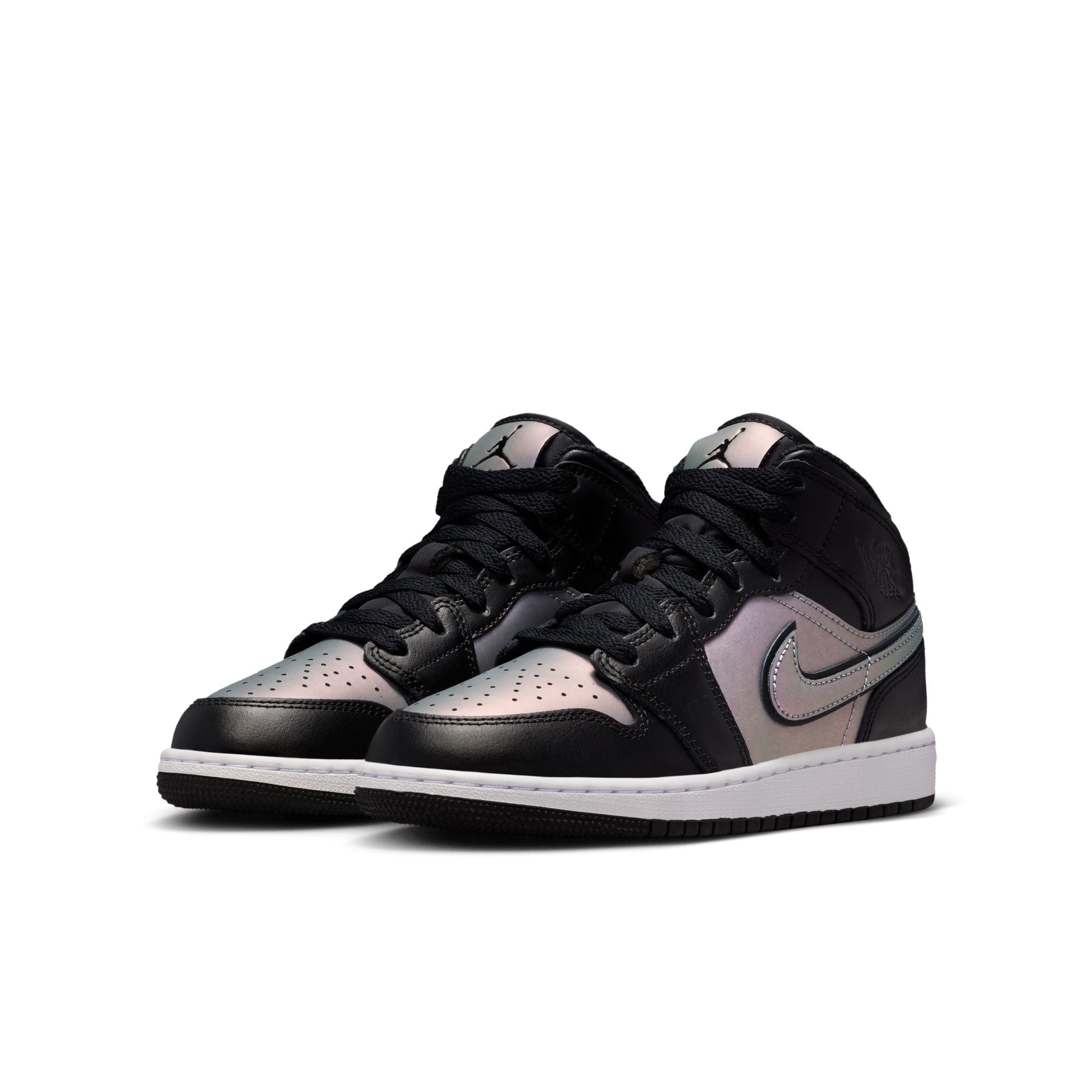 Air Jordan 1 Mid SE GS sneakers in Black and White colorway side view