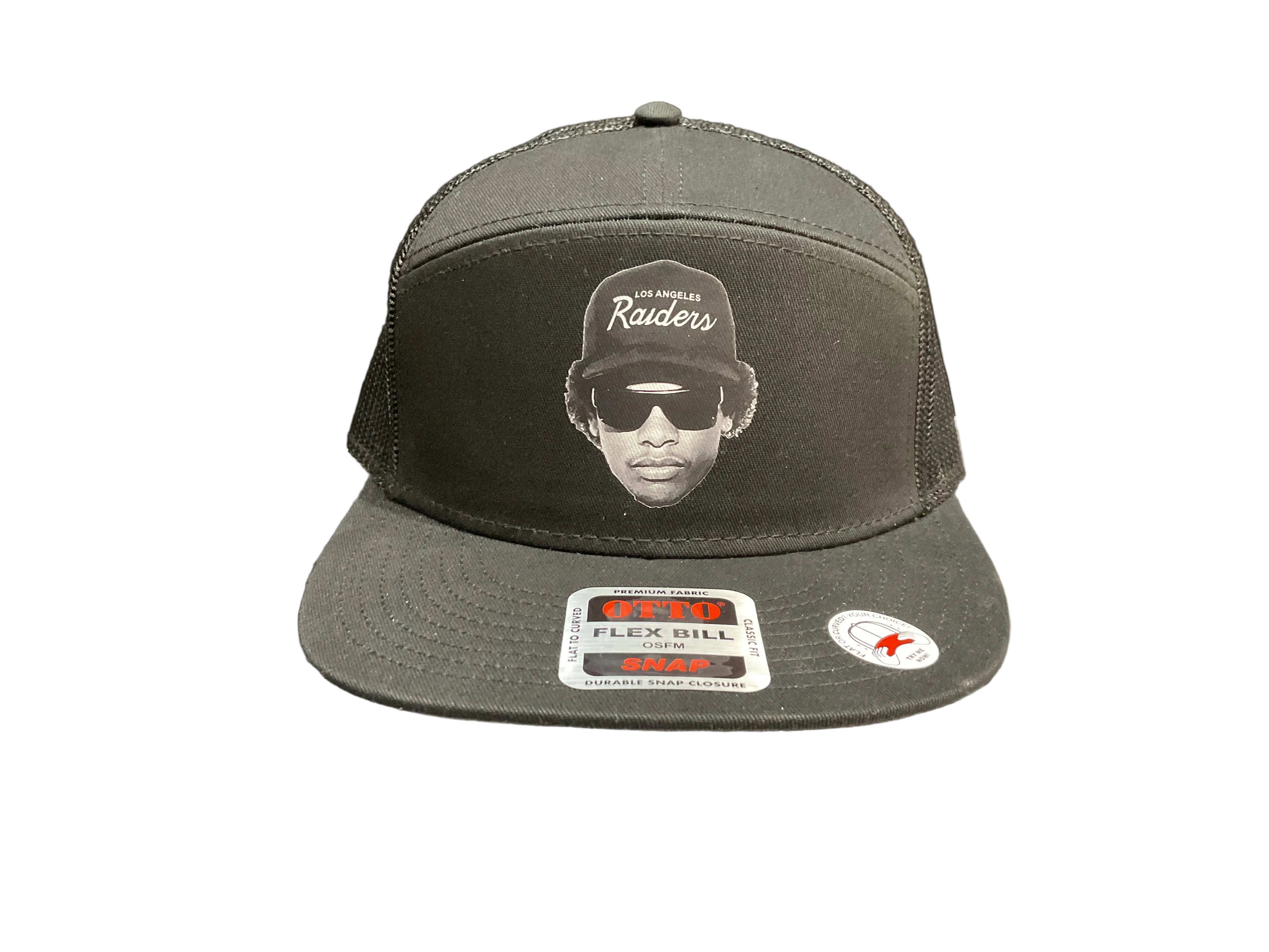 Compton Flat Brim Snapback 7 Panel - Black