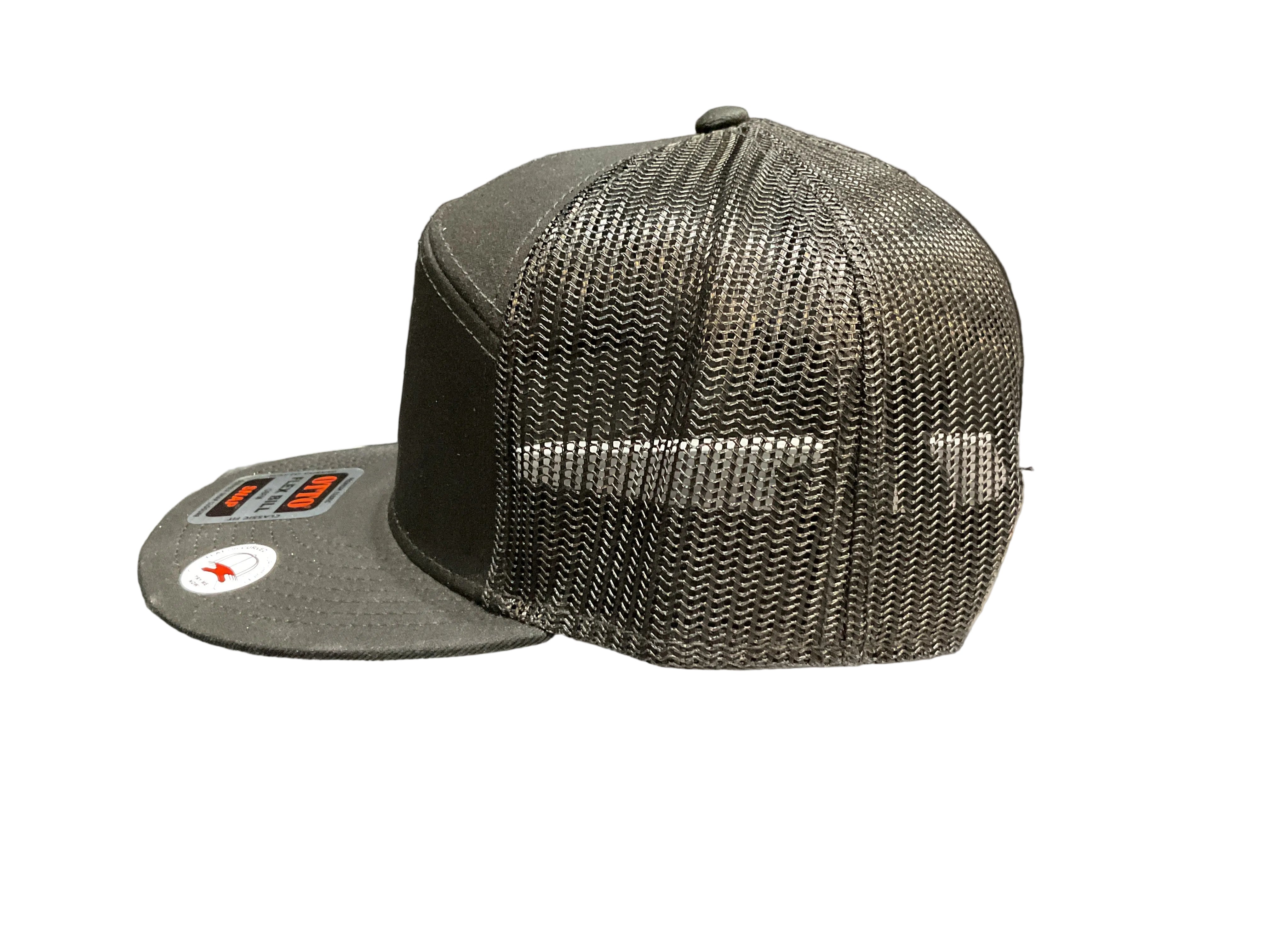 Compton Flat Brim Snapback 7 Panel- Black