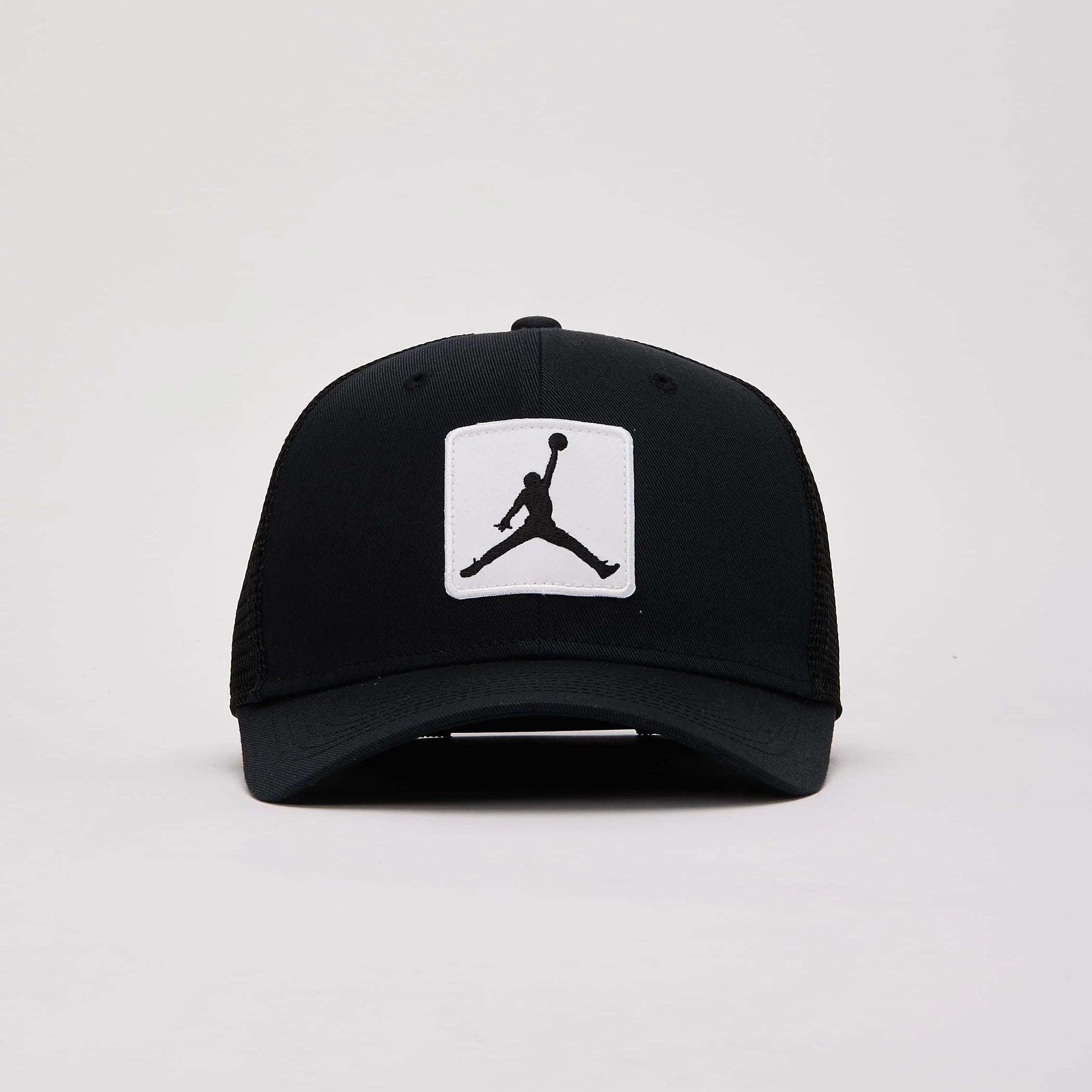 Jordan Rise Patch Hat in black with white Jumpman logo patch