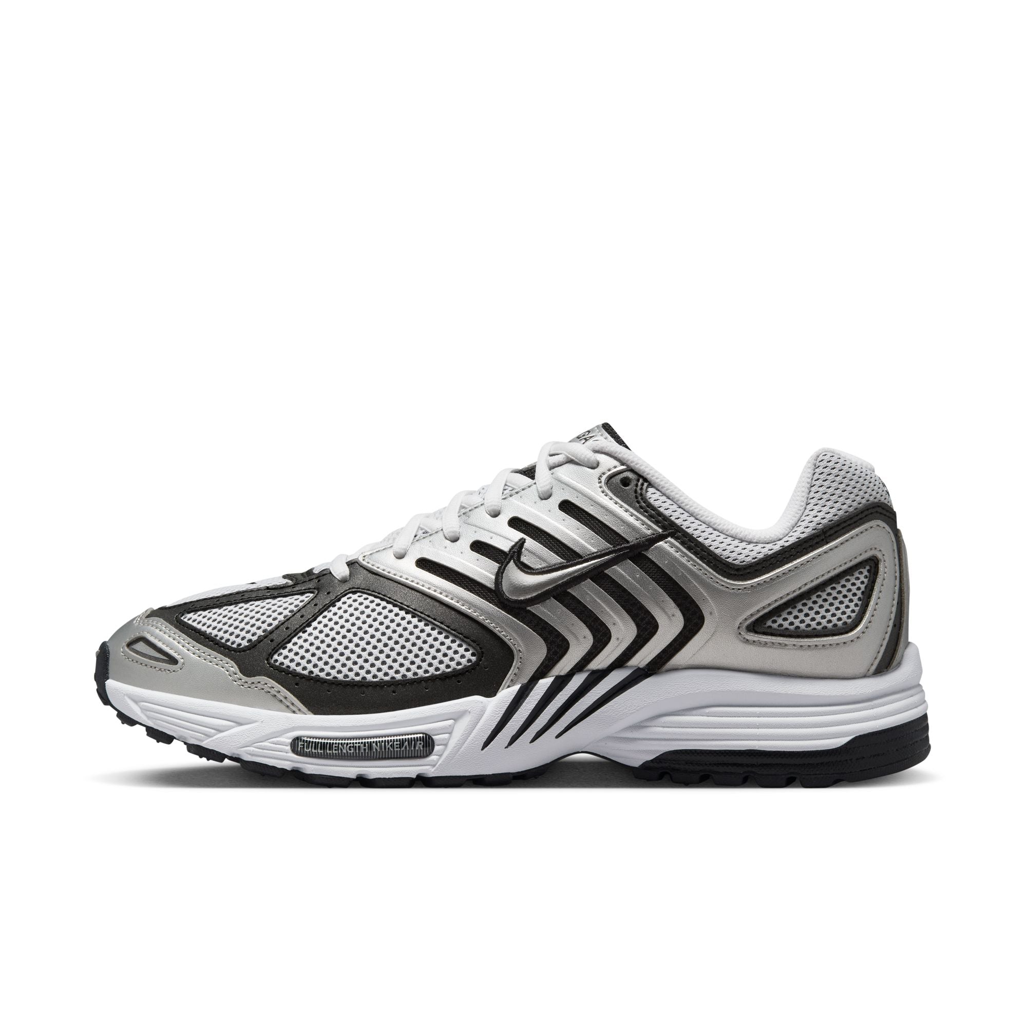 Nike Air Pegasus 2005 in metallic silver and white with mesh upper and layered overlays