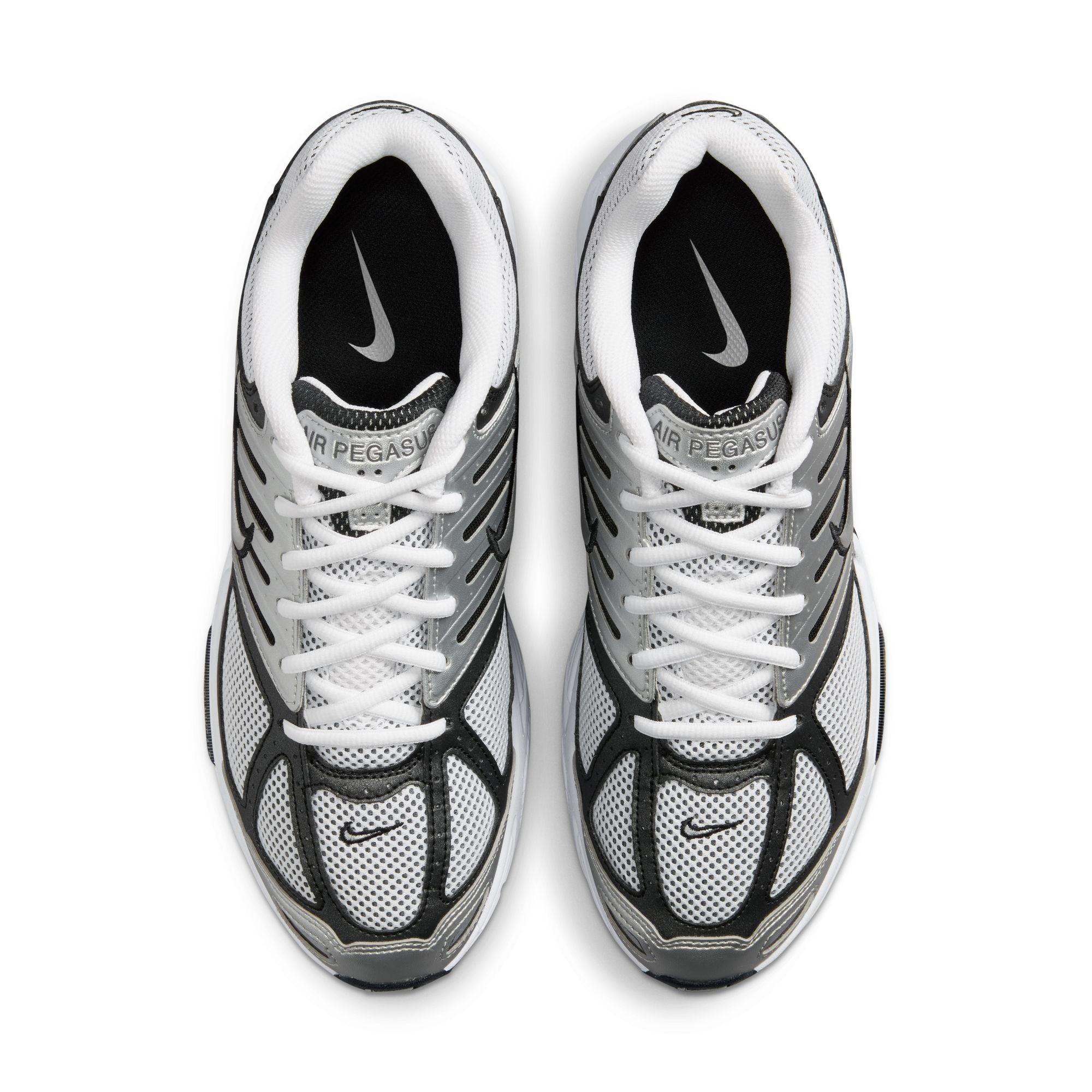 Nike Air Pegasus 2005 in metallic silver and white with mesh upper and layered overlays