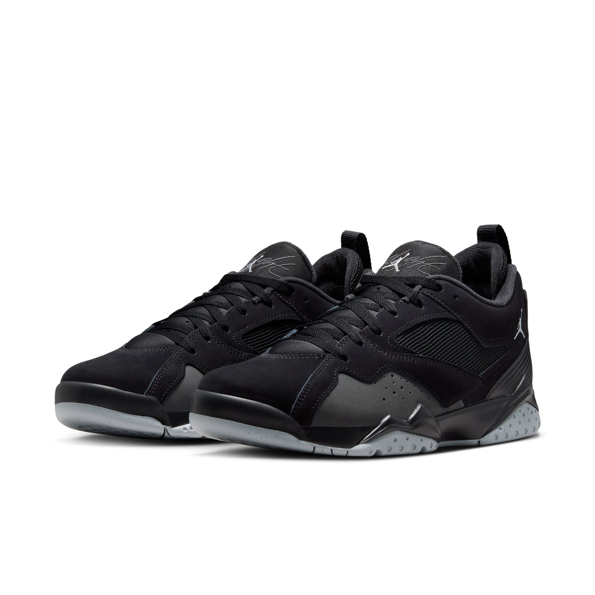 Air Jordan MVP 92 men’s sneakers in Black with Wolf Grey midsole accents side angle view