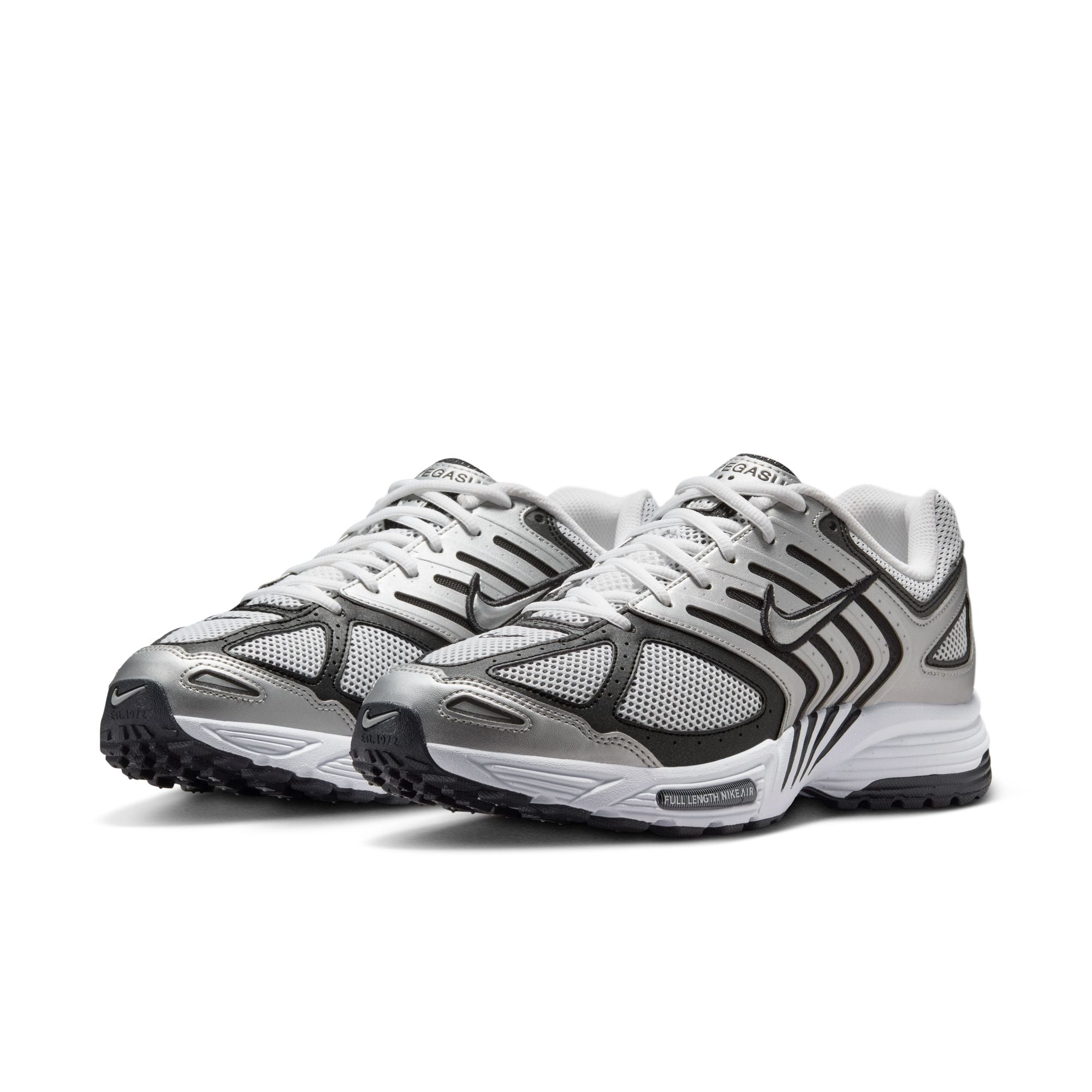Nike Air Pegasus 2005 in metallic silver and white with mesh upper and layered overlays