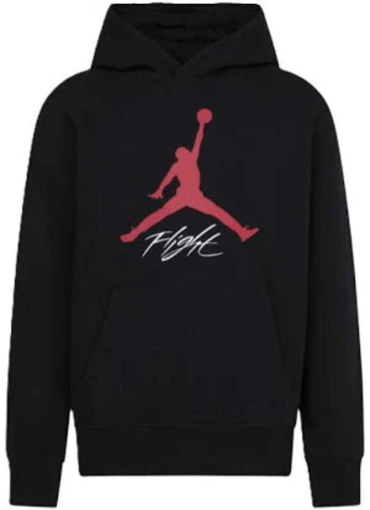 Jordan Essentials Hoodie men’s Black with Gym Red Jumpman and Flight graphic
