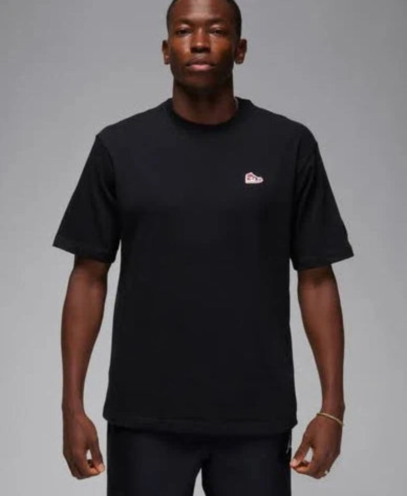 Jordan Sneaker Patch Tee in black with small embroidered sneaker logo on chest