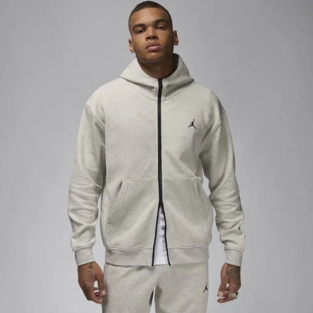 Jordan Sport Full Zip Hoodie in grey heather with black zipper and embroidered Jumpman logo